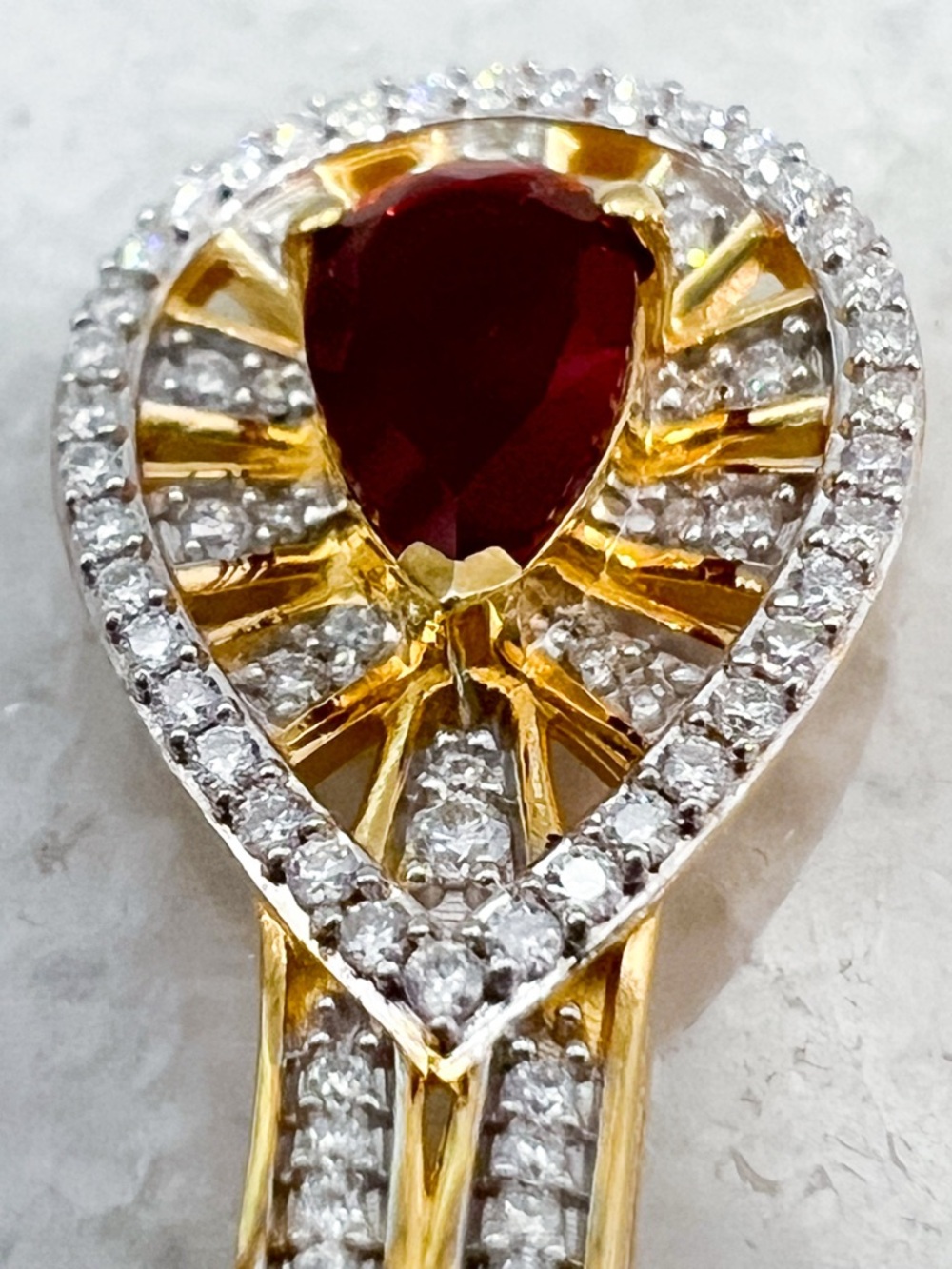 Mexican Fire Opal & Moissanite Vermril YG/SS Pendant 20” Necklace - Picture 10 of 14